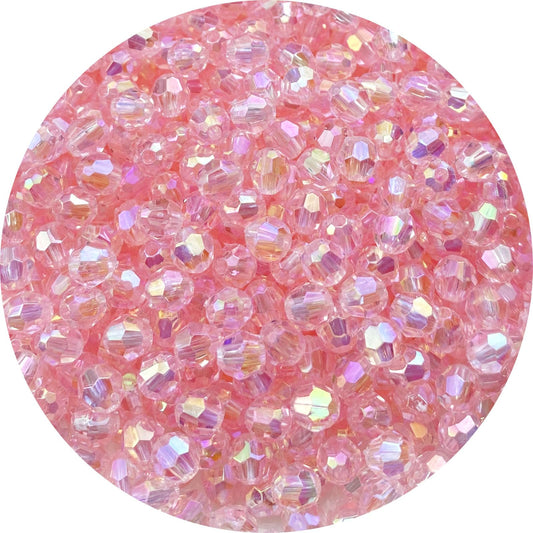 Tingoons 1000 PCS 6mm Acrylic Faceted Spacer Beads AB Color Glossy Round Loose Beads for Jewelry Making Bracelet Necklace Earring Ornament Wind Chimes Key Chains(Light Pink AB)