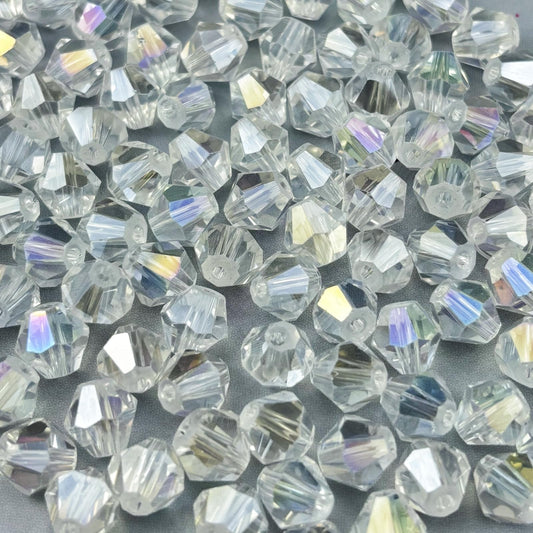 Pinhoollgo 600pcs 3mm Bicone Crystal Glass Beads Faceted Bicone Crystal Beads Bulk Glass Spacer Beads for Bracelets Necklace Pendants Earrings DIY Jewelry Craft Making(Transparent AB)