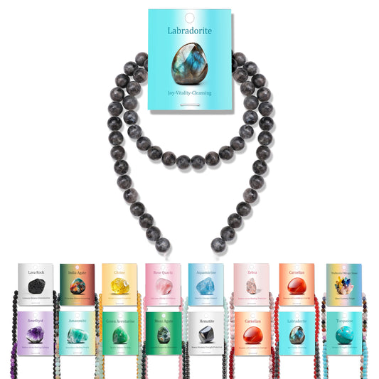 Vinswet 60pcs 6mm Labradorite Natural Stone Beads Round Genuine Real Stone Beading Loose Gemstones DIY Smooth Bead for Bracelet Necklace Earrings Jewelry Making