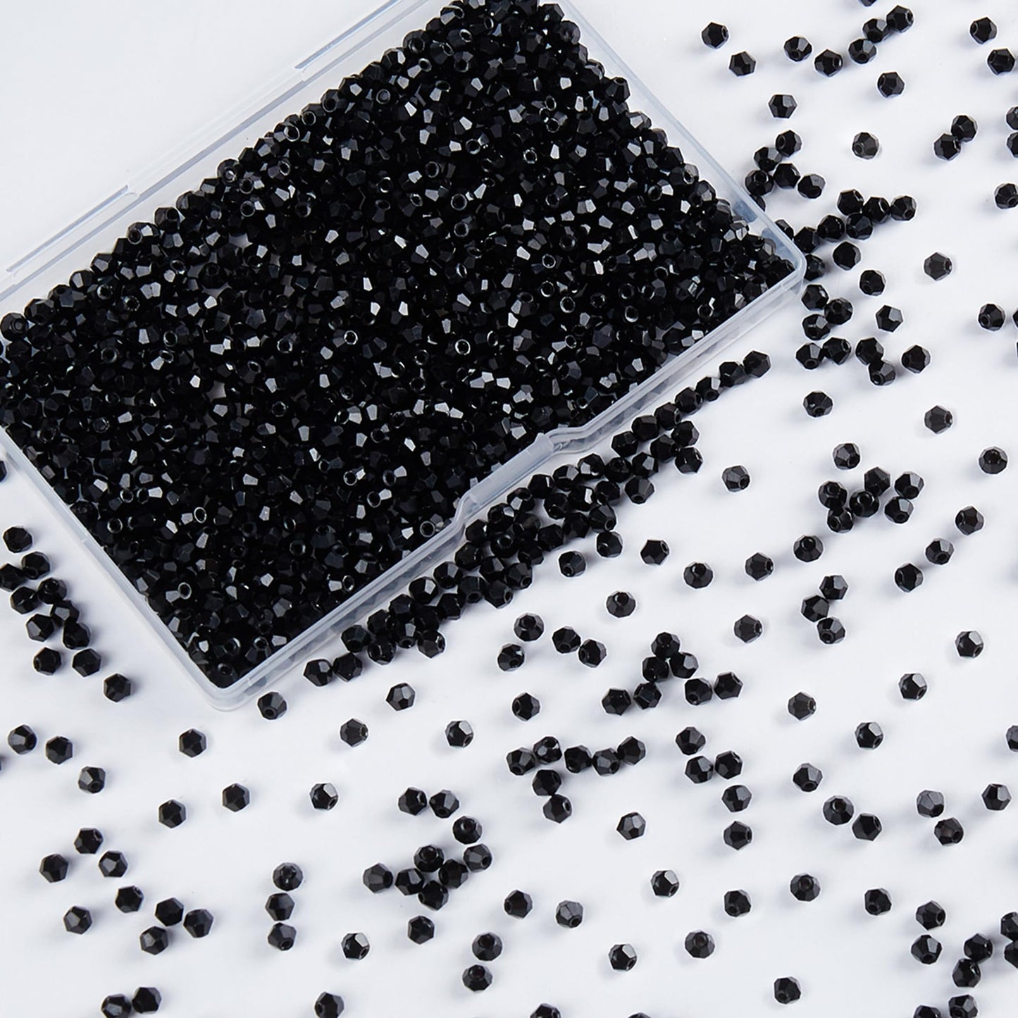 Laopottbeads 1200pcs Black 3mm Bicone Crystal Beads for Jewelry Making – Small Faceted Glass Beads for Bracelets, Earrings, Loc Sprinkles, DIY Crafts