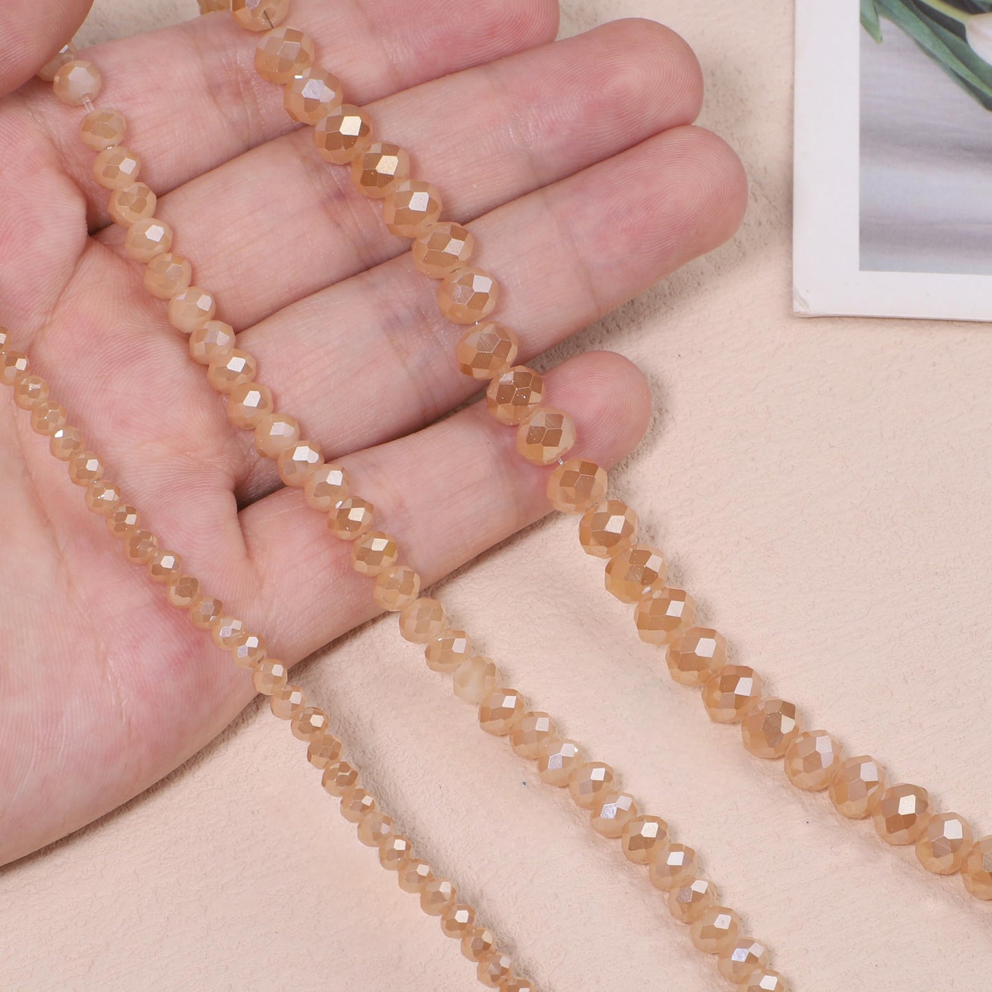 NITOPUPU 500pcs 6mm Crystal Glass Beads for Jewelry Making Faceted Rondelle Flat Porcelain Beads for Bracelets Necklace Earrings DIY Crafts (Champagne Porcelain Bead)