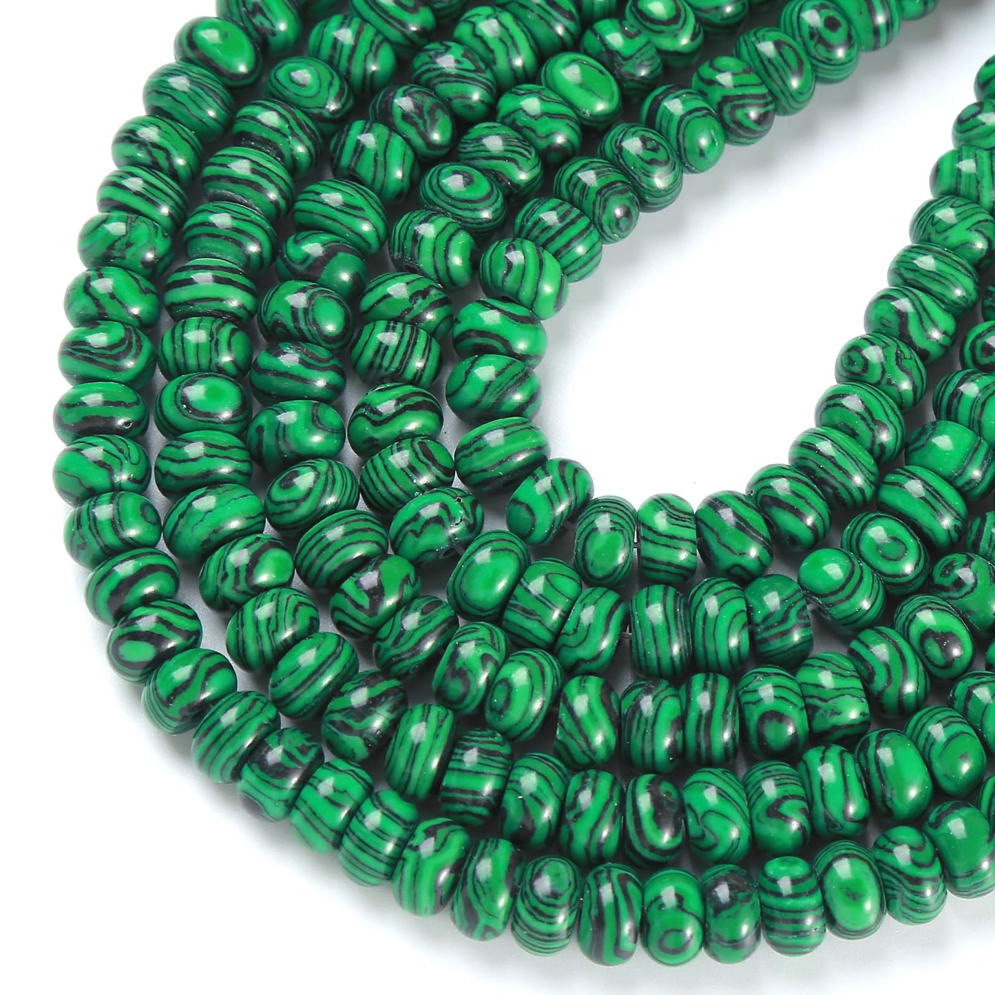 5x8MM 72PCS Malachite Tube Rondelle Abacus Disk Spacer Loose Beads for Jewelry Making