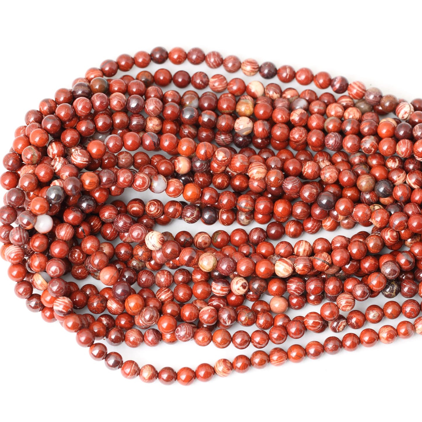 CHEAVIAN 60PCS 6mm Natural Red Snake Skin Jasper Round Loose Beads for Jewelry Making DIY Gifts Arts Crafts Materials 1 Strand 15"