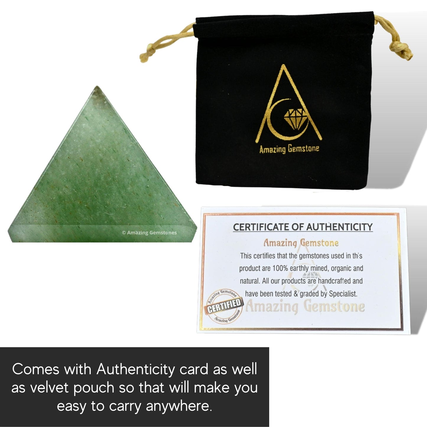 Amazing Gemstone Green Aventurine Pyramid Crystal Healing Stones - 1" Great Pyramid Figurine of Natural Stone Pyramid for Meditation, Reiki, Chakra Balancing and Crystal Pyramids Grid