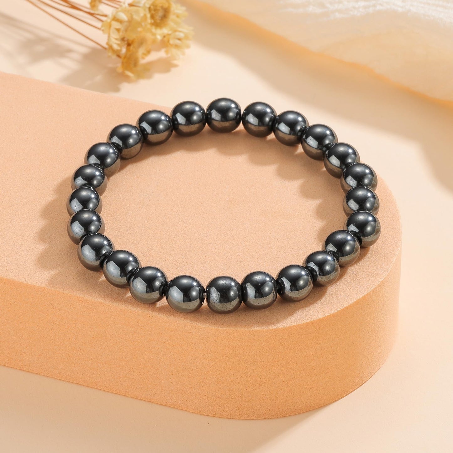 Udolfly Womens Crystal Beaded Bracelets for Women Men Protective Energy Bracelet Natural Gemstone Bead Bracelet 6mm Hematite