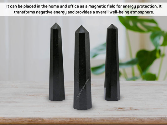 Amazing Gemstone Black Tourmaline Crystal Towers ~ Natural Healing Crystal Point Obelisk for Reiki Healing and Crystal Grid (3- Inch)