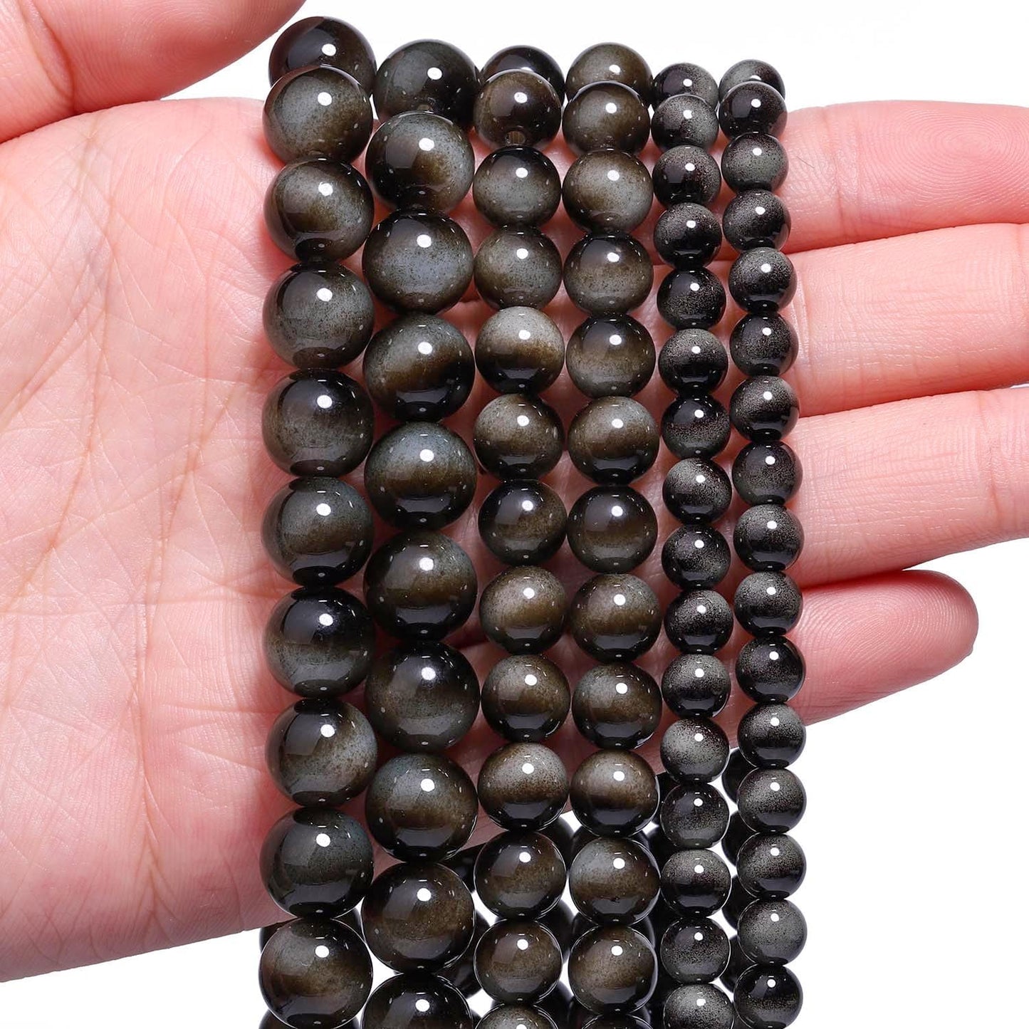 Song Xi 60PCS 6mm Grey Tiger Eye Gemstone Beads for Jewelry Making, Round Smooth Glass Beads for DIY Bracelet Necklace Earring Keychain, Arts and Crafts, for Christmas Wedding Birthday