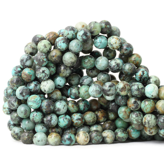 CHEAVIAN 45PCS 8mm Natural African Turquoise Stone Gemstone Round Loose Beads for Jewelry Making DIY Bracelet Necklace Materials 1 Strand 15"