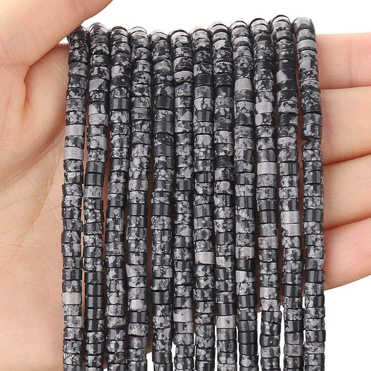 BONNY BOXX 150PCs Natural Black Imperial Jasper Spacer Beads, Loose Semi Precious Flat Round Gemstone Heishi Disc Stone Beads for Beading Jewelry Making 4mm*2mm