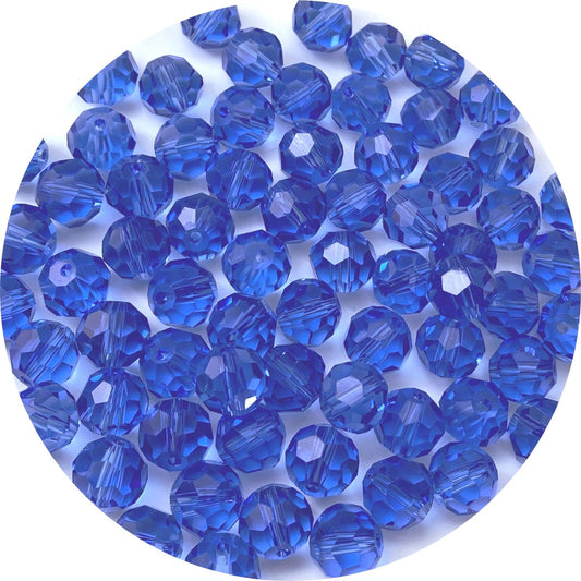 LIMAOLLY 140pcs 8mm Faceted Crystal Glass Beads Round Spacer Beads for Jewelry Making DIY Craft Making Necklace Bracelet Earring Wind Chimes Suncatchers Ornament(505-Light Sapphire)