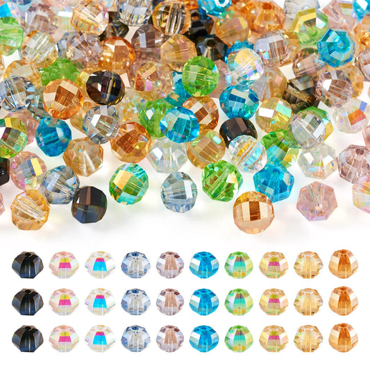 Elecrelive 100pcs Glass Rondelle Beads 7.5mm Faceted Glass Beads Colorful Loose Beads for DIY Beading Bracelet Necklace Jewelry Making
