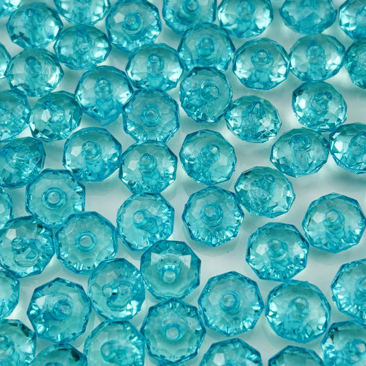 YHYPOCI 200pcs 10mm Acrylic Crystal Beads, Faceted Rondelle Acrylic Spacer Beads for Wind Chimes Bracelet Necklace Earring Keychain Jewelry Making DIY Crafts(Lake Blue)