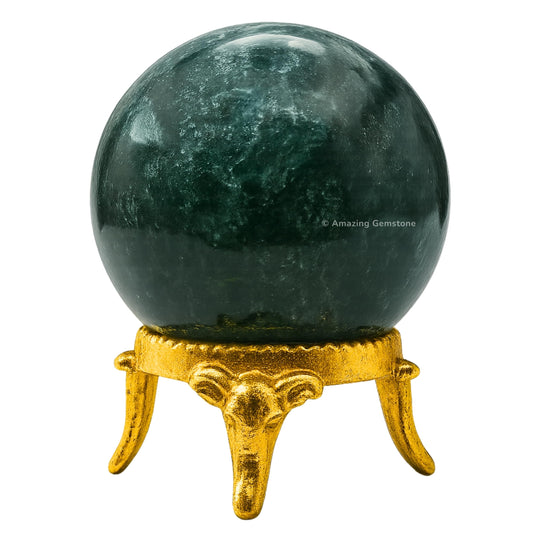 Amazing Gemstone Moss Agate Crystal Ball with Stand - 2" Inches Crystal Sphere Meditation Balls for Witchcraft and Decorative Balls