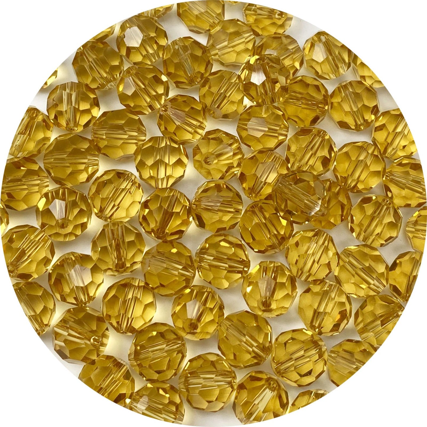 LIMAOLLY 140pcs 8mm Faceted Crystal Glass Beads Round Spacer Beads for Jewelry Making DIY Craft Making Necklace Bracelet Earring Wind Chimes Suncatchers Ornament(515-Gold Champagne)