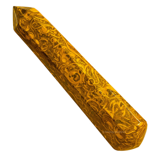 Amazing Gemstone Mariyam Jasper Crystal Wand Massage Stick - Pelvic Wand Gua Sha for Adults - Crystals and Healing Stones Massage Wands for Adults Gifts (Pointed)