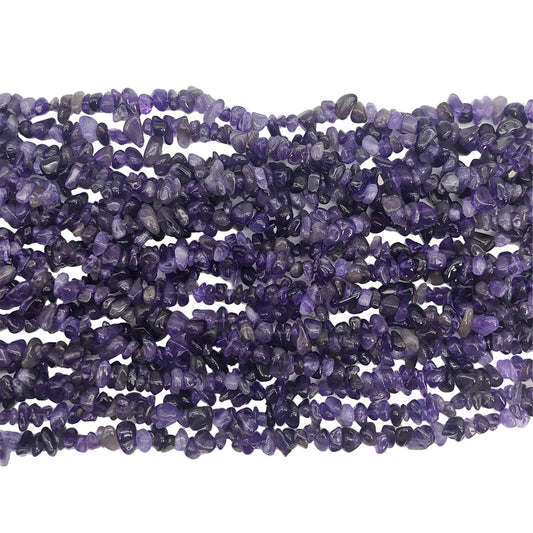 Fekuar 64" Irregular Tumbled Amethyst Chip Beads for Jewelry Making, Healing Crystal Drilled Loose Bead Strand DIY Craft Supplies, 5-8mm