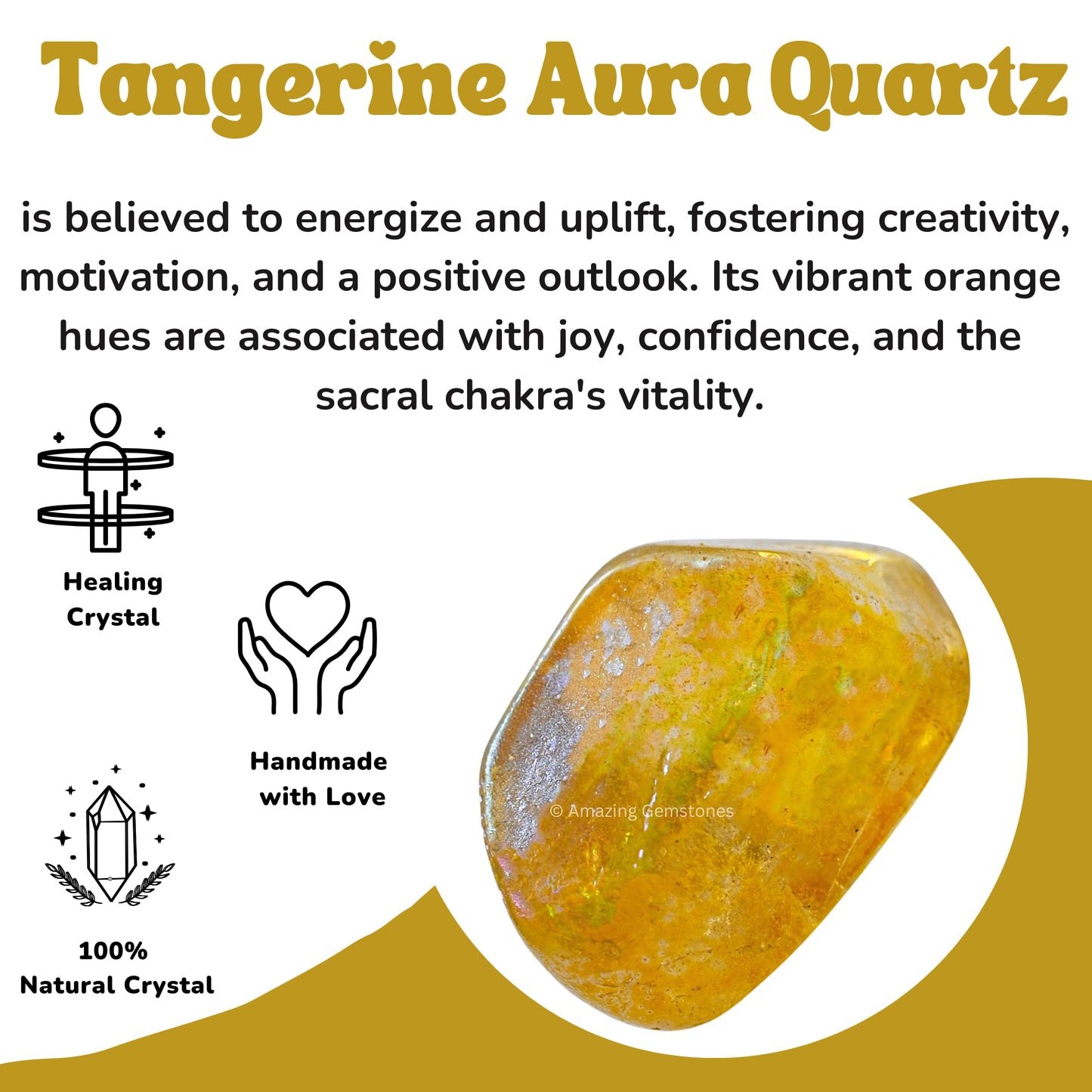 Amazing Gemstone Tangerine Aura Quartz Crystals and Healing Stones Tumbled - 1 Oz Tangerine Aura Quartz Stone, Natural Healing Stones for Energy Balance, Stress Relief - Polished