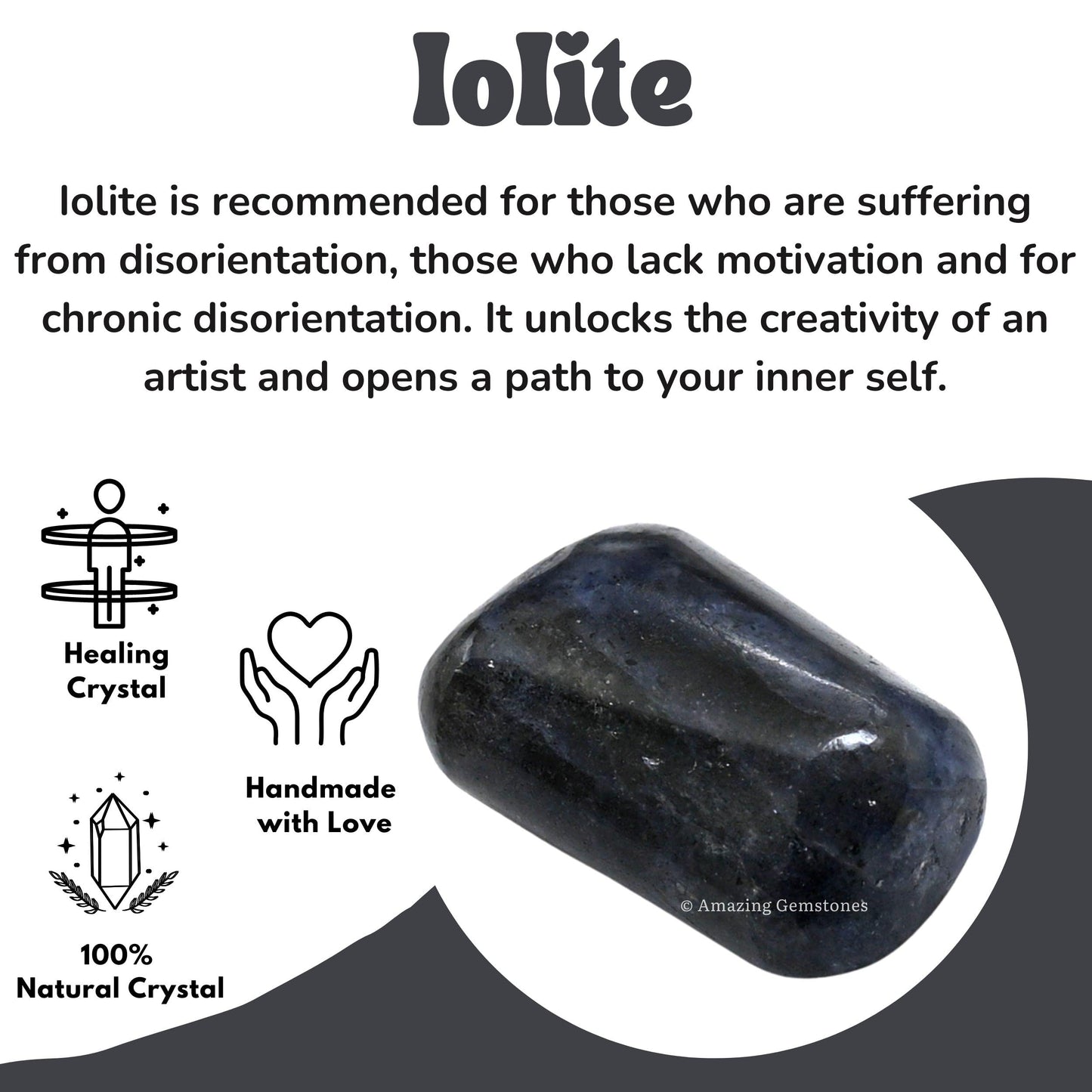 Amazing Gemstone Iolite Crystals and Healing Stones Tumbled - 1 oz Iolite Stone Gem Stones, Natural Healing Stones for Energy Balance, Stress Relief - Premium Polished Gems Rocks for Meditation