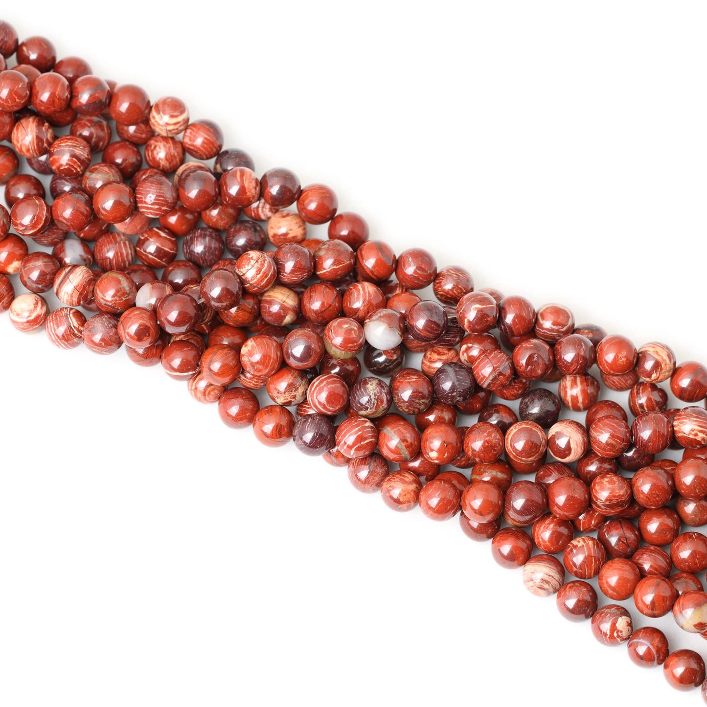 CHEAVIAN 45PCS 8mm Natural Red Snake Skin Jasper Round Loose Beads for Jewelry Making DIY Gifts Arts Crafts Materials 1 Strand 15"
