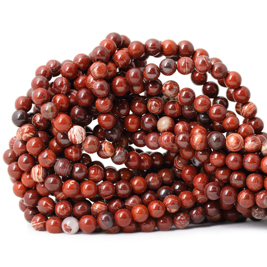CHEAVIAN 60PCS 6mm Natural Red Snake Skin Jasper Round Loose Beads for Jewelry Making DIY Gifts Arts Crafts Materials 1 Strand 15"