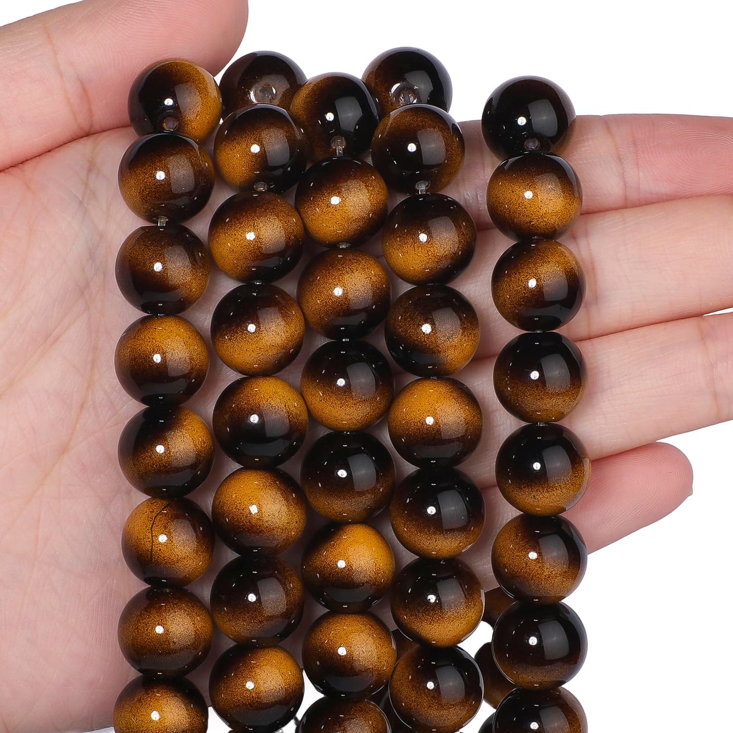 Song Xi 28PCS 12mm Yellow Tiger Eye Gemstone Beads for Jewelry Making, Round Smooth Glass Beads for DIY Bracelet Necklace Earring Keychain, Arts and Crafts, for Christmas Wedding Birthday