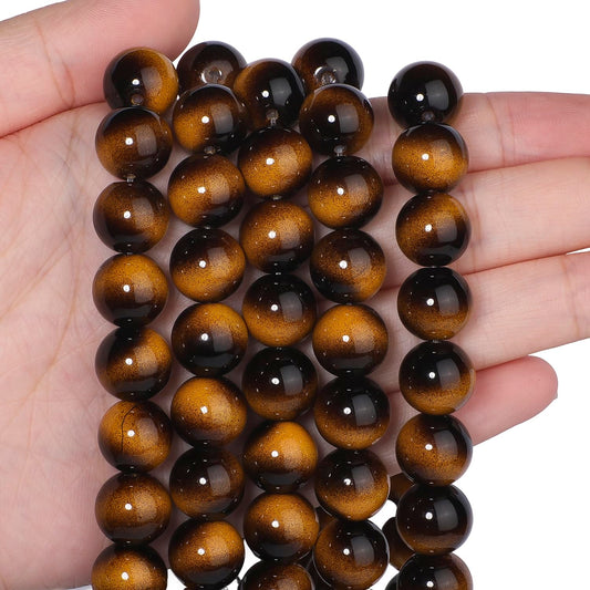 Song Xi 28PCS 12mm Yellow Tiger Eye Gemstone Beads for Jewelry Making, Round Smooth Glass Beads for DIY Bracelet Necklace Earring Keychain, Arts and Crafts, for Christmas Wedding Birthday