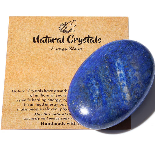 MAIBAOTA 2.4" Lapis Lazuli Crystal Stone Polished Palm Stone 0.7" Thick Natural Reiki Gemstone Worry Stone Healing Crystals Energy Balancing Anxiety Stress Relief Meditation 1 Pc