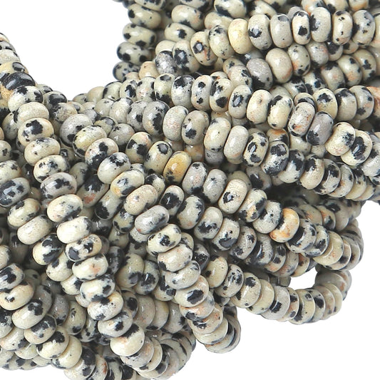 2x4MM 150PCS Dalmation Jasper Tube Rondelle Abacus Disk Spacer Loose Beads for Jewelry Making