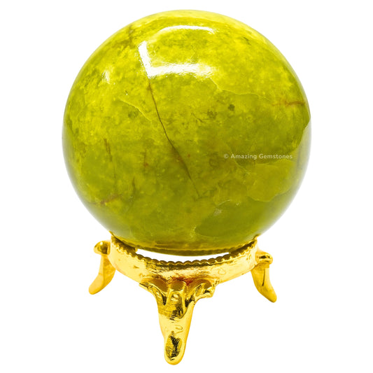 Amazing Gemstone Green Opal Crystal Ball with Stand - 2 Inches Crystal Sphere Meditation Balls for Witchcraft and Decorative Balls