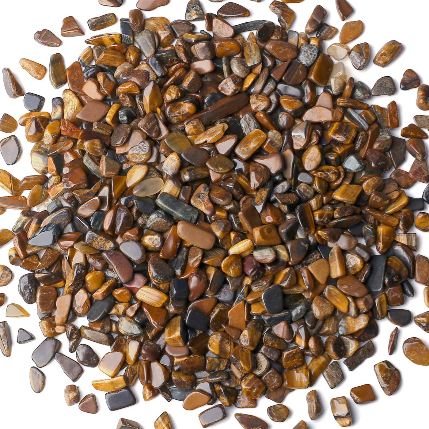 Tiger Eyes Aquarium Gravel Rocks Natural Tumbled Healing Crystal Chips Bulk Gemstones Tumbled Crushed Stones for Fountain Vase Filler Planters Decorative Fish Tank Potted Reiki Energy Balancing 0.44lb