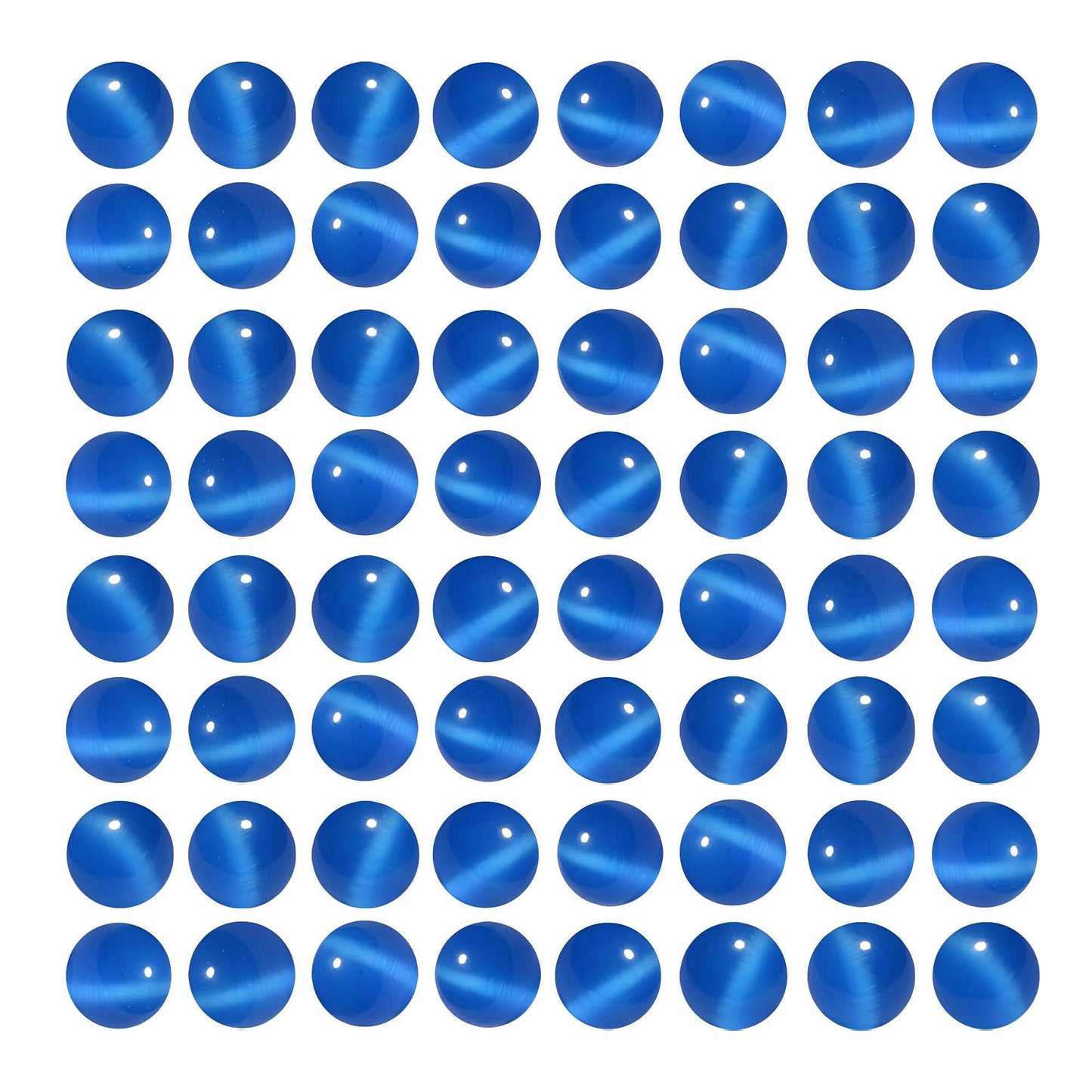 MJDCB 45pcs Royal Blue Cat Eye Stone Beads 8mm Round Crystal Loose Bead for Jewelry Making DIY Bracelets Necklace Accessories