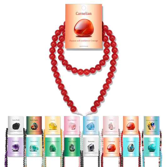Vinswet 60pcs 6mm Carnelian Natural Stone Beads Round Genuine Real Stone Beading Loose Gemstones DIY Smooth Bead for Bracelet Necklace Earrings Jewelry Making