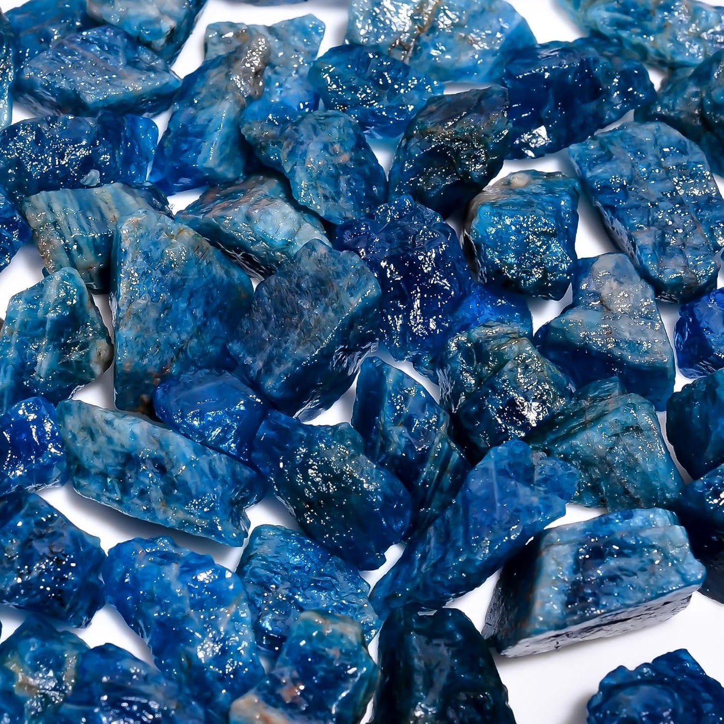 GEMKORA (250 carats) Raw Neon Blue Apatite Rough Gemstone, Natural Crystals, Healing Stones, Wholesale Lot, Jewelry Making Supply, 8 to 12mm
