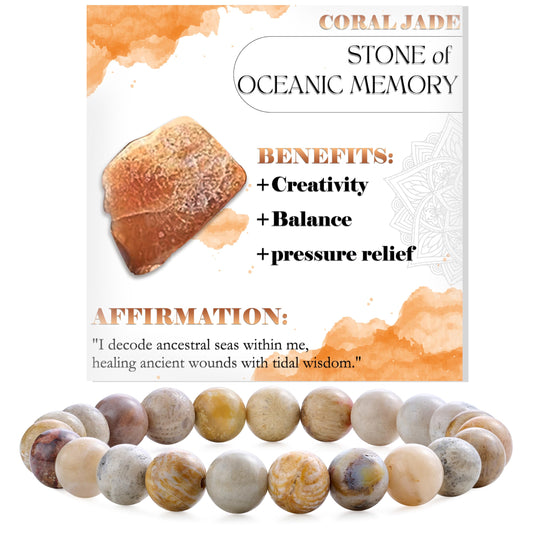 Coral Jade-Creativity &Calm-8mm Beaded Bracelets for Women Handmade Semi Precious Natural Stone Stretch Elastic Jewelry Yoga Protection Gifts