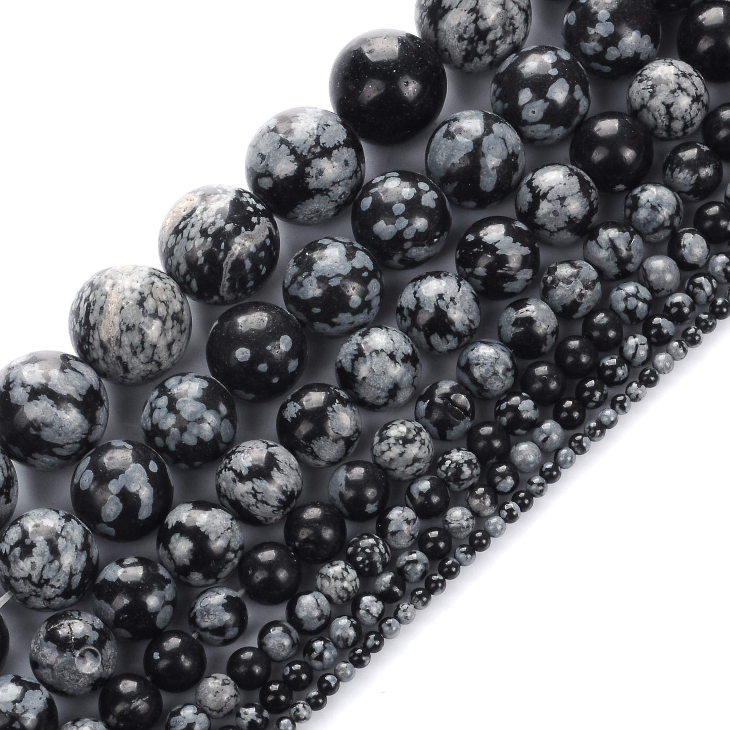 Natural Stone Beads 6mm Snowflake Gemstone Round Loose Beads Crystal Energy Stone Healing Power for Jewelry Making DIY,1 Strand 15"