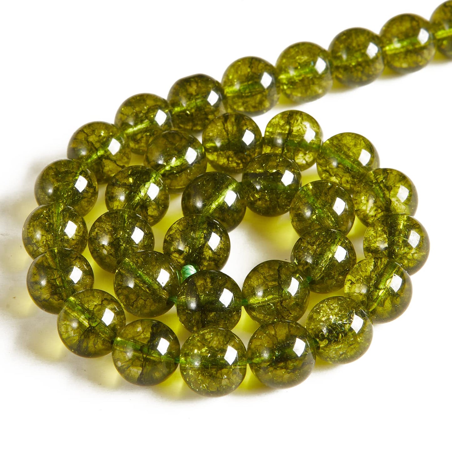 100pcs 10mm Peridot Beads Natural Gemstone Beads Round Loose Beads for Jewelry Making