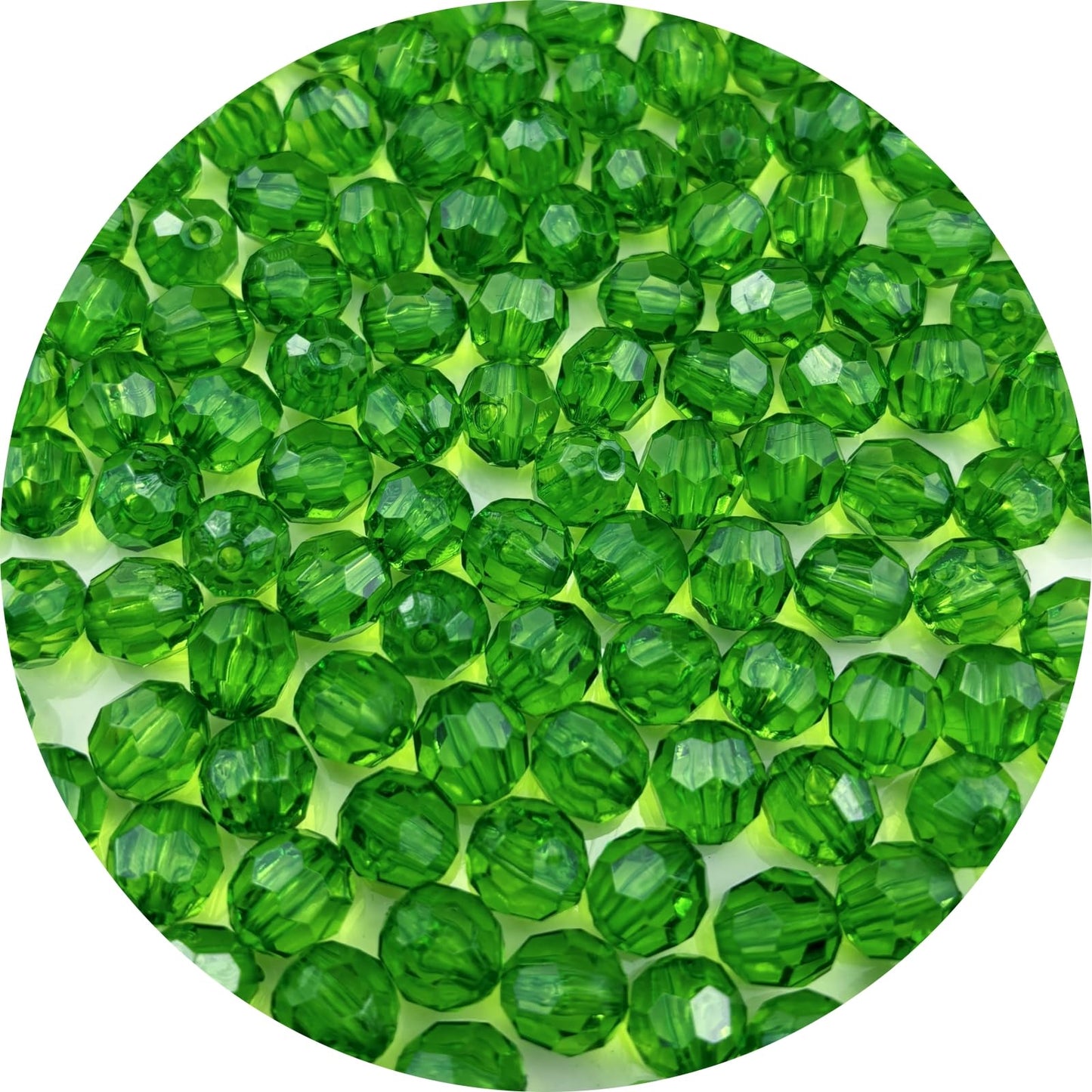 YUEXIGO 400pcs 8mm Acrylic Round Faceted Beads for Crafts Faceted Spacer Beads for Sewing Crafts Decoration Necklaces Bracelets Earrings Jewelry Making(Hot Green)