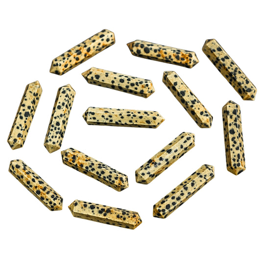 Amazing Gemstone Dalmatian Jasper Crystal Points Bulk Healing Crystals - Pack of 3 Double Terminated Healing Wand Point Bulk Crystals for Crafts, Crystal Grid, DIY - Premium Crystals - Beginners Gift