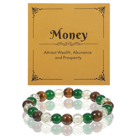 HaiFafafaing Money Bracelet for Women Wealth Money Attraction Bracelets Green Good Luck Bracelets Green Crystal Beaded Bracelet for Birthday Jewelry