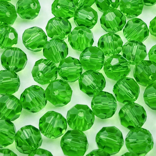 YUEXIGO 400pcs 4mm Round Crystal Glass Beads for Jewelry Making, Faceted Crystal Glass Spacer Beads for Bracelet Earring Necklace DIY Craft(Grass Green)