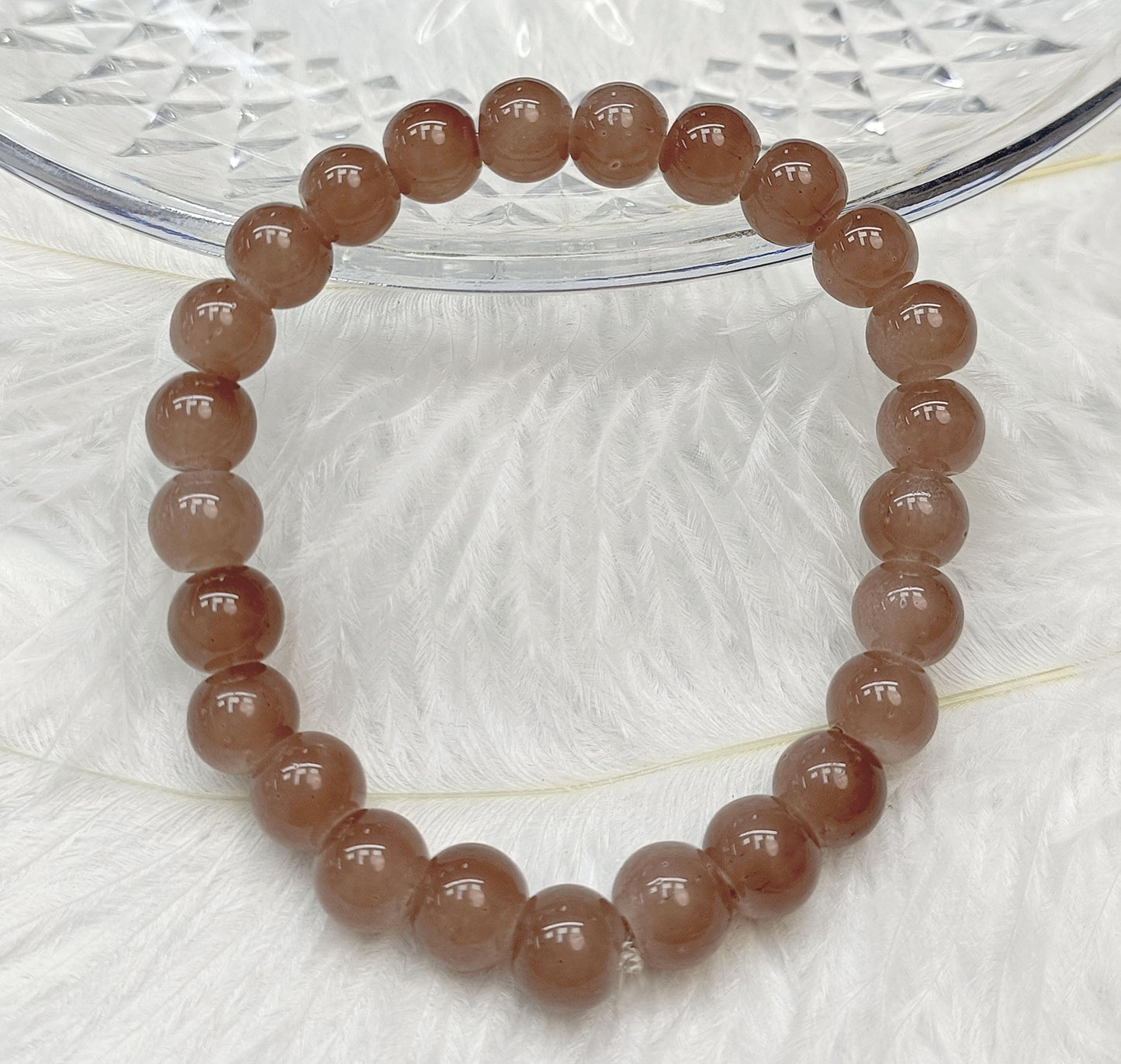 200PCS Glass Beads 8mm Glass Beads for Bracelets Necklaces Jewelry Making DIY Crafts (Coffee)