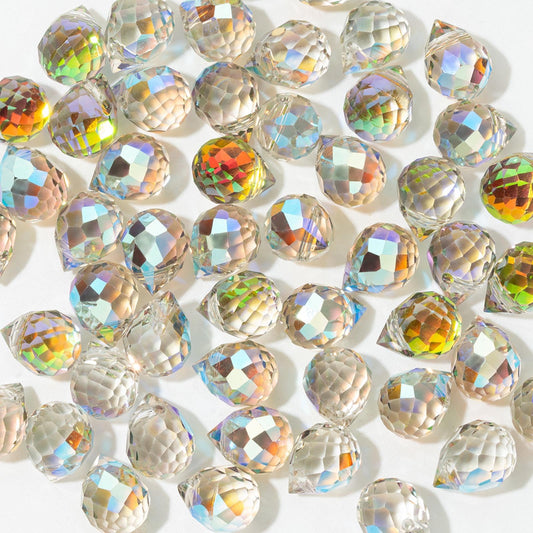 Twpribarn Crystal Beads, 50pcs Glass Beads, Assorted Crystal Beads for Jewelry Making, Shiny Teardrop Shape Jewelry Beads Glass Beads Bulk for DIY Craft Necklace Bracelet Earring(8x10mm, Green Ghost)