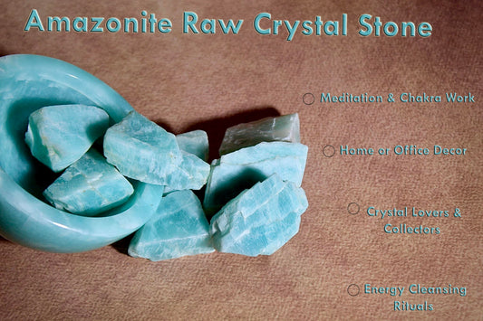Amazonite Raw Crystals Natural Healing Stones for Soothing Energy, Chakra, Meditation, Reiki, Crystal Grid, Wire Wrapping, Tumbling & Calming Spiritual Home Decor