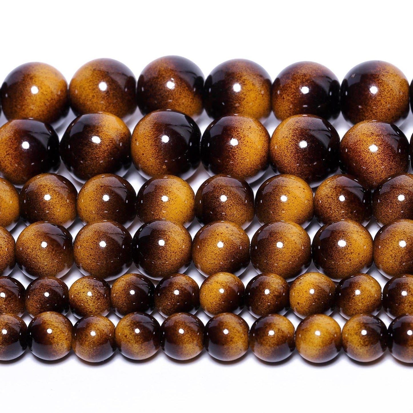 Song Xi 38PCS 10mm Yellow Tiger Eye Gemstone Beads for Jewelry Making, Round Smooth Glass Beads for DIY Bracelet Necklace Earring Keychain, Arts and Crafts, for Christmas Wedding Birthday