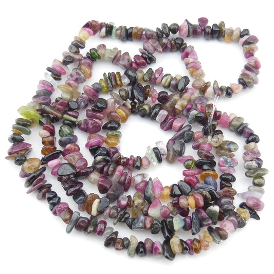 HAAMIIQII 5-8mm Natural Tourmaline Chips Beads Irregular Chip Stones Loose Gemstone Beads for Jewelry Making Strand 30 Inch