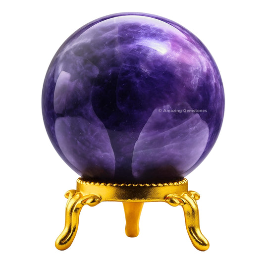 Amazing Gemstone Amethyst Crystal Ball with Stand - 2" Inches Crystal Sphere Meditation Balls for Witchcraft and Decorative Balls