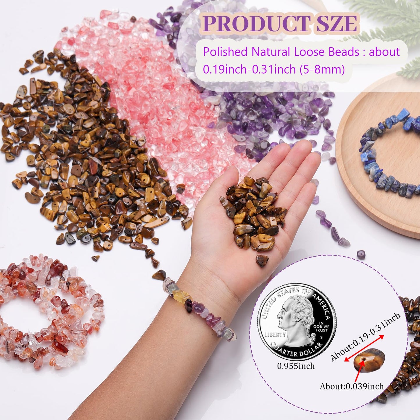 400pcs Natural Chip Stone Beads for Jewelry Making Lavender Amethyst 5-8mm Irregular Gemstones Healing Crystal Loose Rocks Bead Hole Drilled for Ring Earrings Necklace Bracelet Making DIY Art Crafts