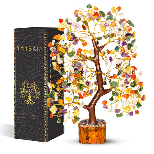 YATSKIA Chakra Tree - Crystal Tree - Stones and Crystals - Spiritual Decor - Chakra Stones and Healing Crystals - Feng Shui Decor - Crystal Gifts for Women