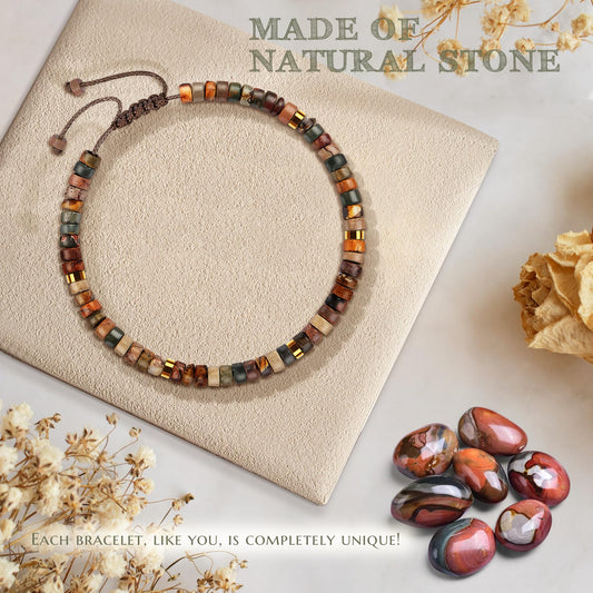 Gifts for Women Healing Natural Stone Bracelets with Positive Affirmations - Inspirational Gifts Jasper Bracelet - Get Well Soon Gifts for Mom Aunt Grandma Daughter in Law Best Friends, Birthday Christmas Valentine's Day Graduation Jewelry Gifts for Her