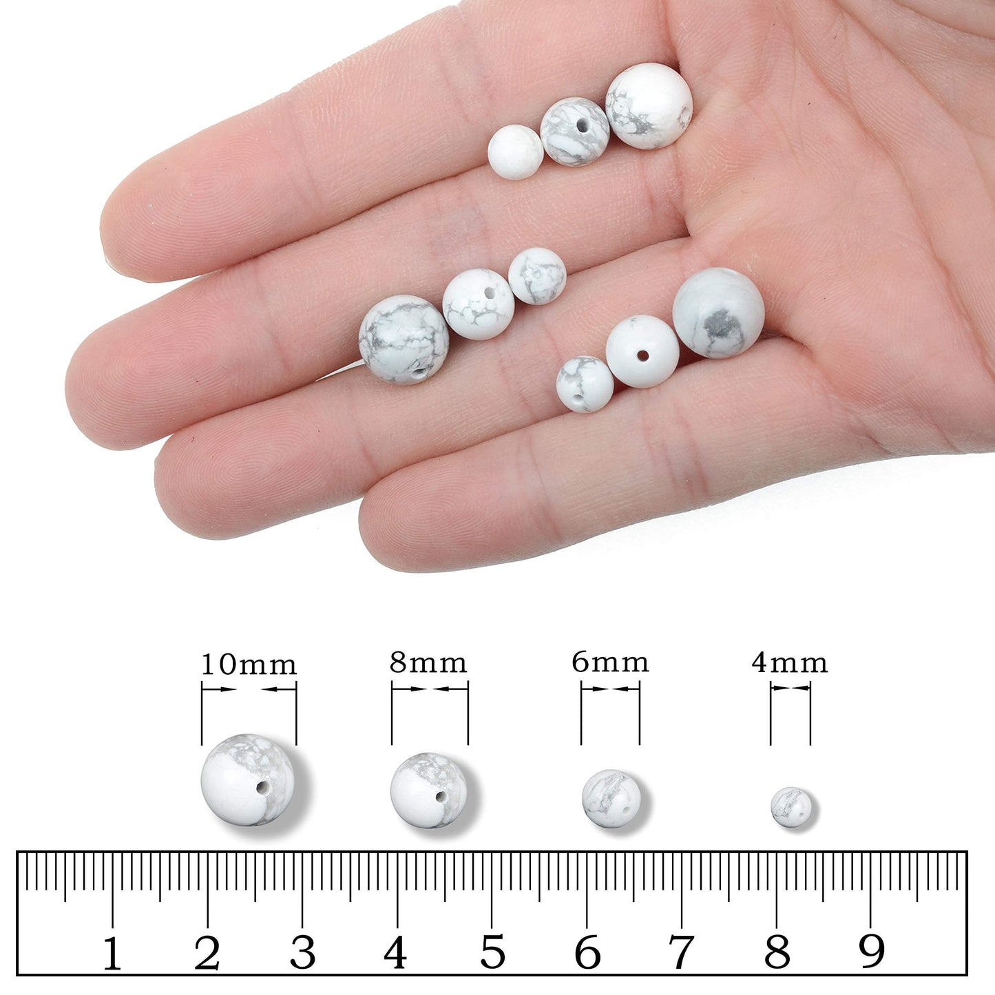 AD Beads Natural Gemstone Round Loose Beads 15" for Bracelet Necklace Earrings Jwelery Making Crafts DIY (4mm, Black Stripe Howlite)